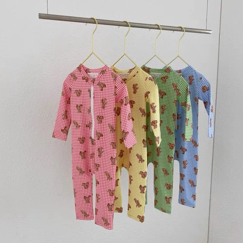 

Baby Girl Swimwear Children Long Sleeve Sunscreen Swimsuit with Hat One-piece Cartoon Bear Boys Swimsuit Bathing Suit for Kids