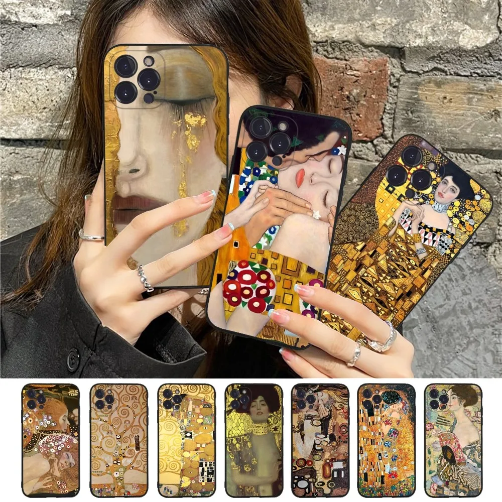 

Kiss by Gustav Klimt Phone Case Silicone Soft for iphone 14 13 12 11 Pro Mini XS MAX 8 7 6 Plus X XS XR Cover