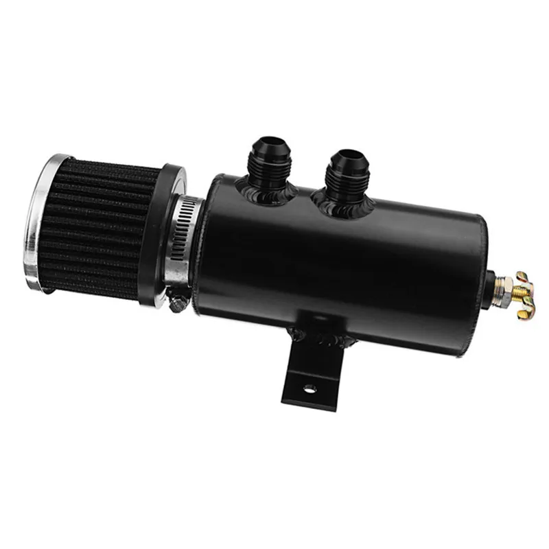 

Универсальный автомобильный маслоуловитель 0,75 л, бак с 2 портами и дыхательным фильтром, алюминиевый сплав AN10, Круглый матовый перегородчатый сепаратор