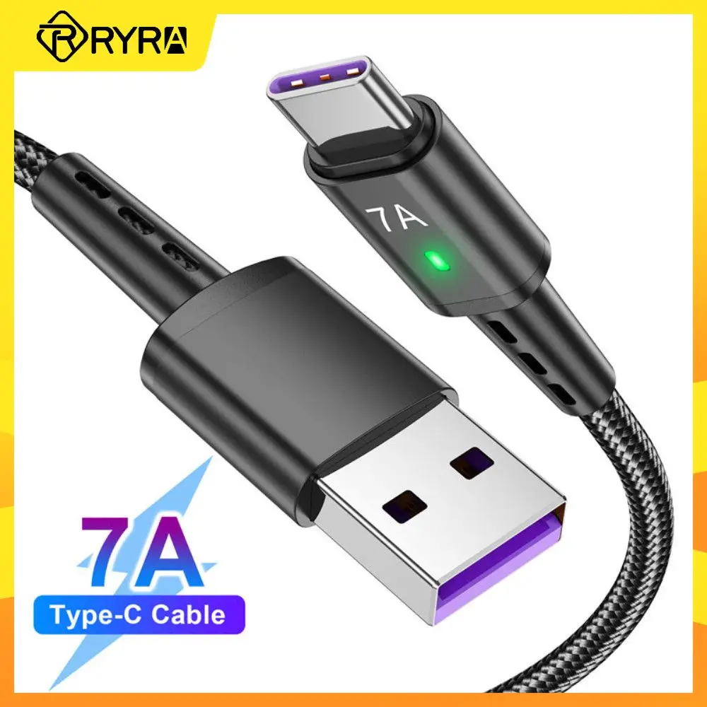 

RYRA 7A USB Type C Fast Charging Cable Mobile Phone Cable Wire USB C Type C Charger Extended Data Cord For Samsung Huawei