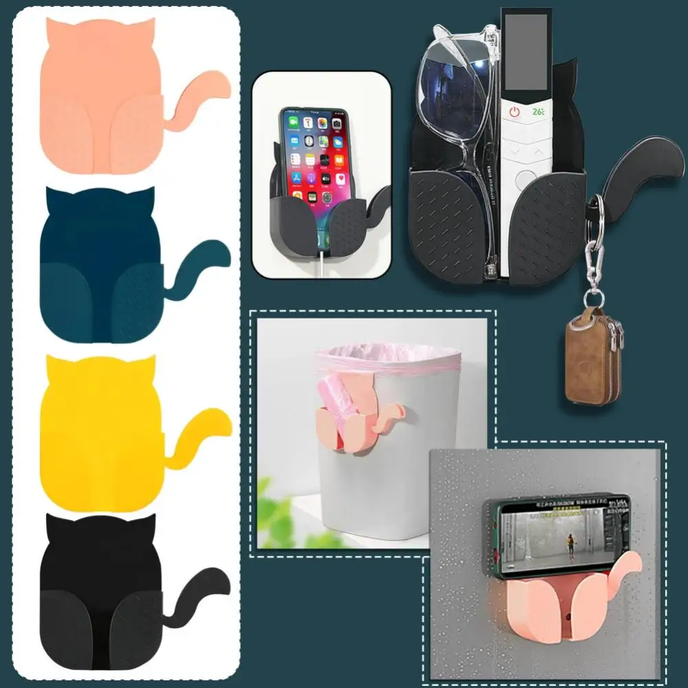 

Organization Storage Pen Holder Cat-shaped Cute Mobile Phone Storage Box Cat-shaped Multifunctional Self-adhesive 2023 Key Hooks