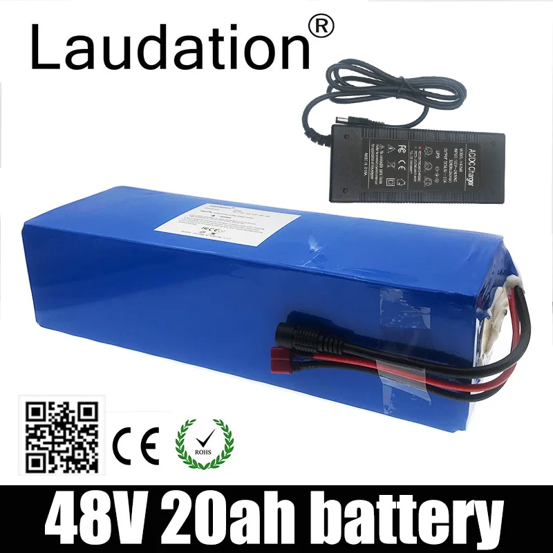 

Литиевая батарея для электровелосипеда lauседация 48 В 20 Ач 13S 4P 21700 комплект для двигателя меньше 750 Вт с разъемом 25A BMS и 2A T