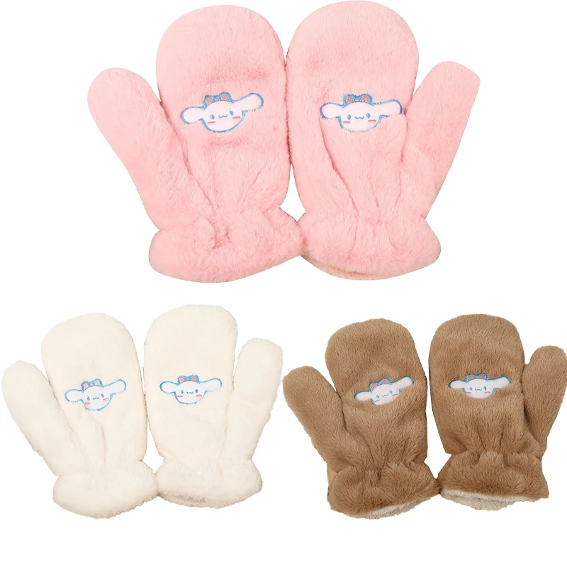 

Новые теплые зимние перчатки Kawaii Cinnamoroll с маленьким медведем для женщин милые и милые плюшевые перчатки Мультяшные плюшевые перчатки для ве...