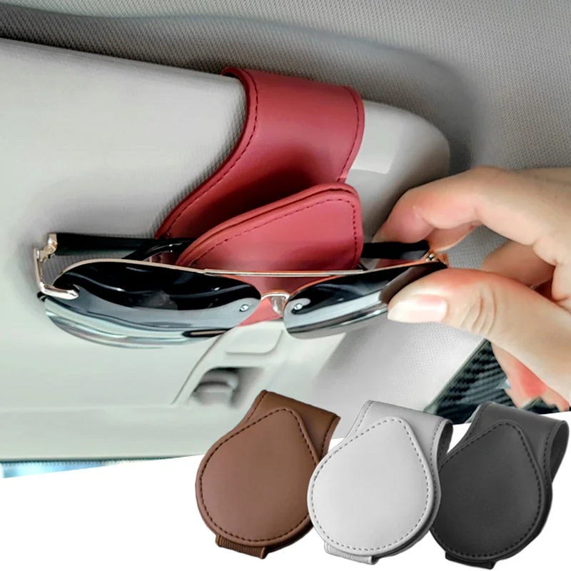 

Leather Sun Visor Glasses Clip Universal Car Interior Card Ticket Fastener Portable Sunglasses Holder Clips Auto Accessories
