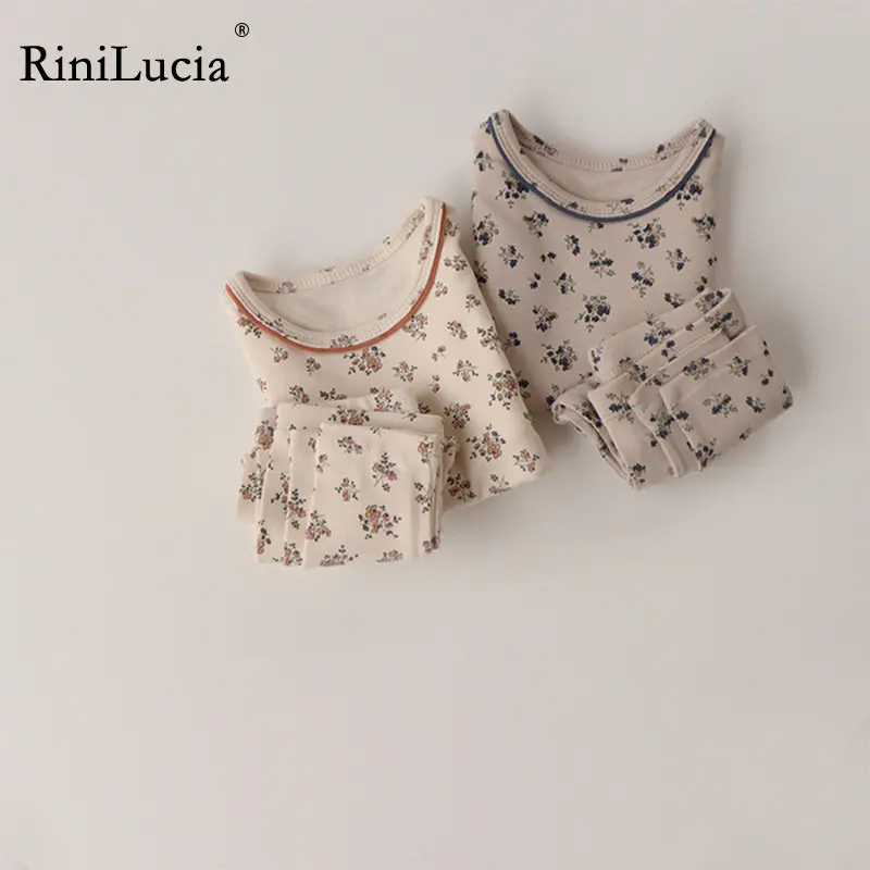 

RiniLucia 2023 Kids Pajamas Sets Girl Boy Sleepwear Suit Autumn Winter Kids Pajamas Long Sleeve Tops + Pants 2pcs Clothing