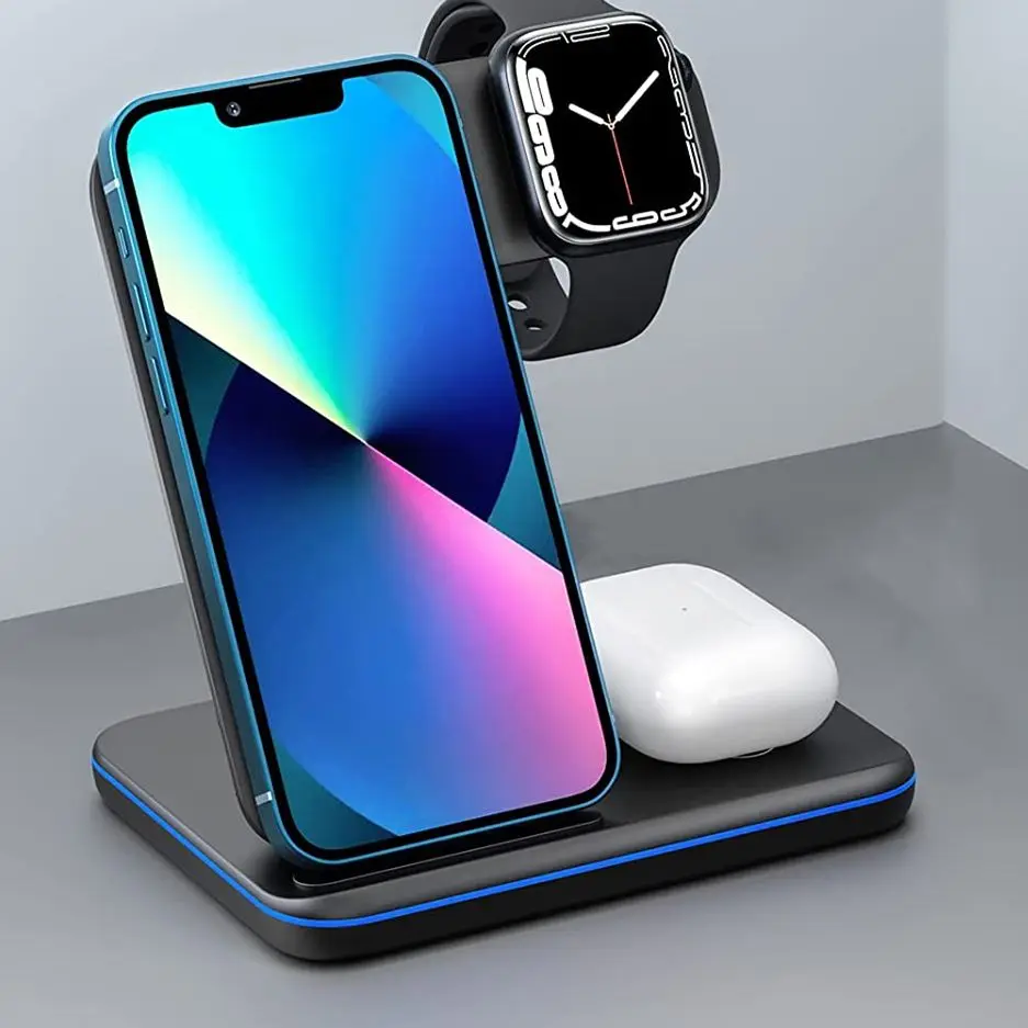 

Беспроводное зарядное устройство 3 в 1 20 Вт для iPhone 13 12 11 XS XR X 8 AirPods Pro, быстрая зарядная станция для Apple Watch 7 6 для Samsung