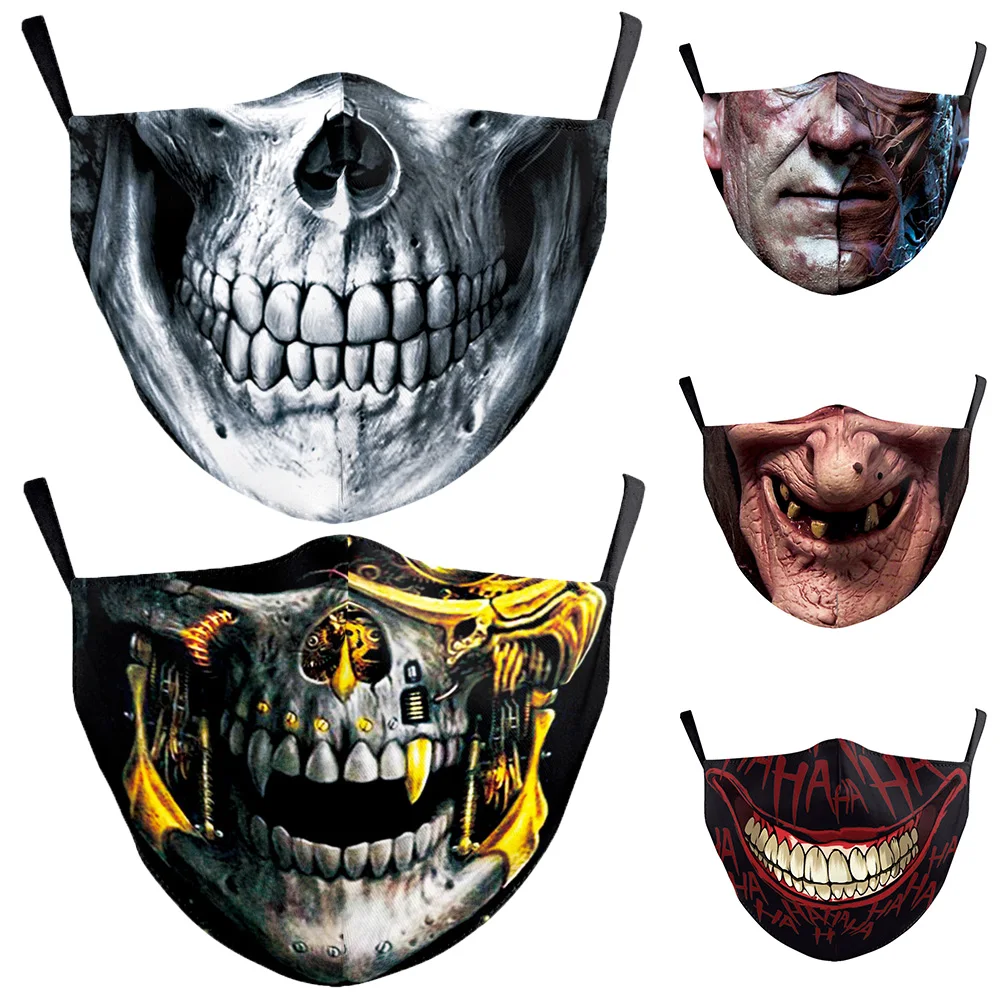 

HOT Horror Skull Face-Mouth Masks Women's Men Unisex Protection Spots Breathable Adult Party Mask Cospaly Halloween Gift