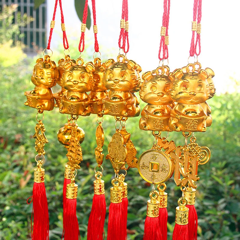 

New 2022 Year of Tiger Chinese Commemorative Gift Home Car Knot Tassel Pendant Decoration Accessories
