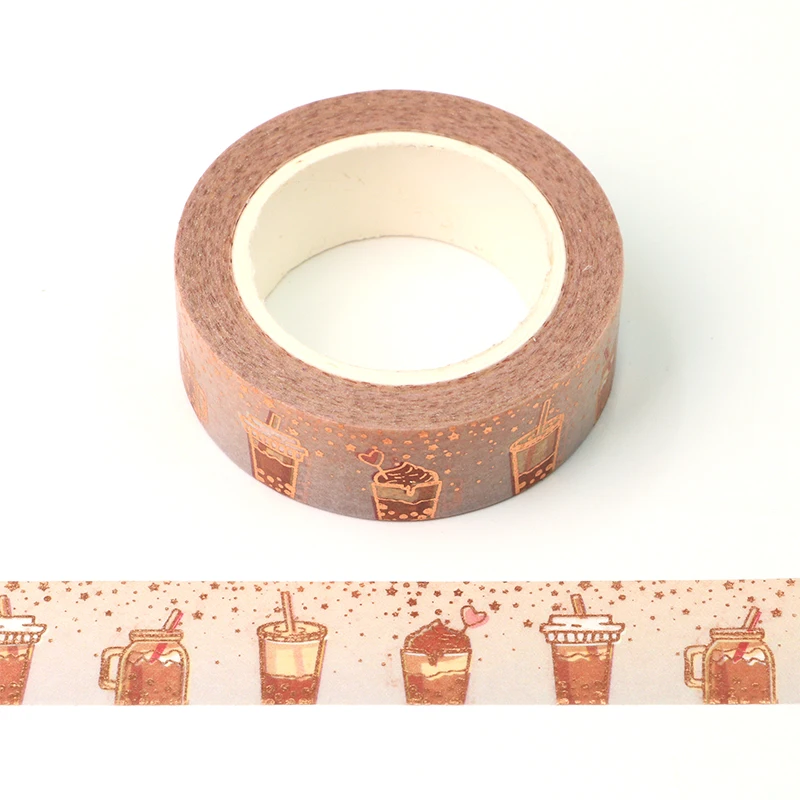 

2022 NEW 10pcs/Lot 15MM*10M Decorative Foil Milk Tea Washi Tape Scrapbooking Stationery Office Supply Masking Tape