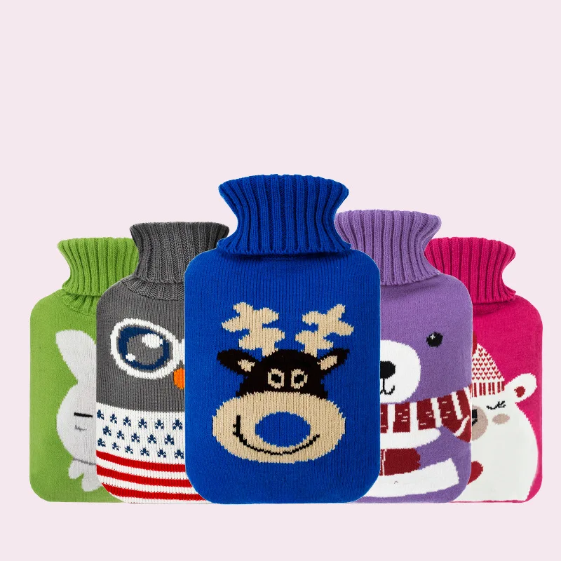 

2000ml hot water bottle cloth cover plush cover heat insulation removable cartoon knitted cloth cover styles.