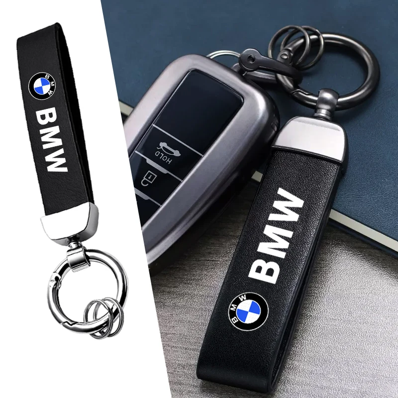 Металлический кожаный брелок с логотипом автомобильный для BMW E30 E38 E39 E46 E60 E61 E90 X1 X3