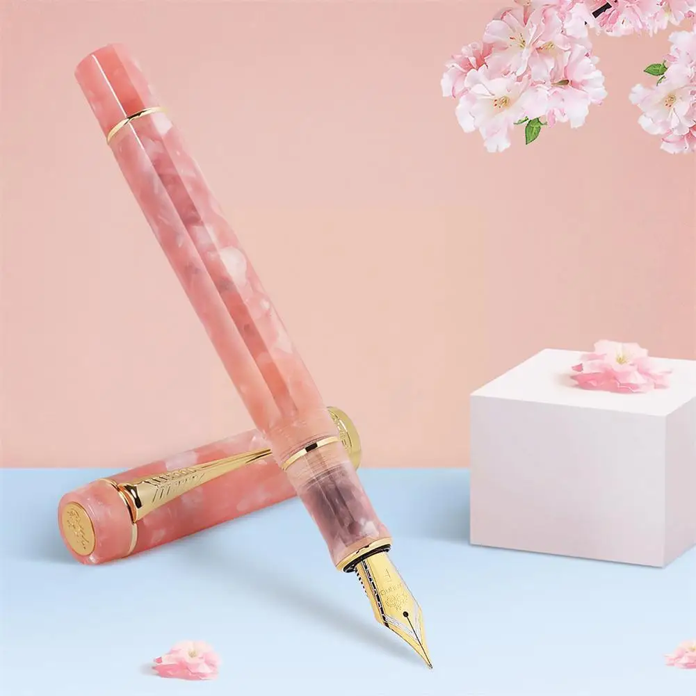 

Business JinHao 100 Acrylic Fountain Pen Color Spin Nib Fude 0.5mm Supplies Golden Peacock Office Orchid Pen Calligraphy Pe E1W8