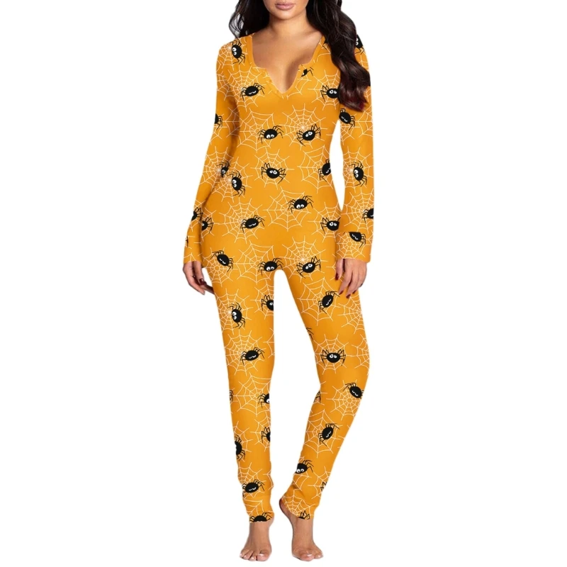 

Women's Halloween Party Costume Digital Printed Long Sleeve Jumpsuit Outfits