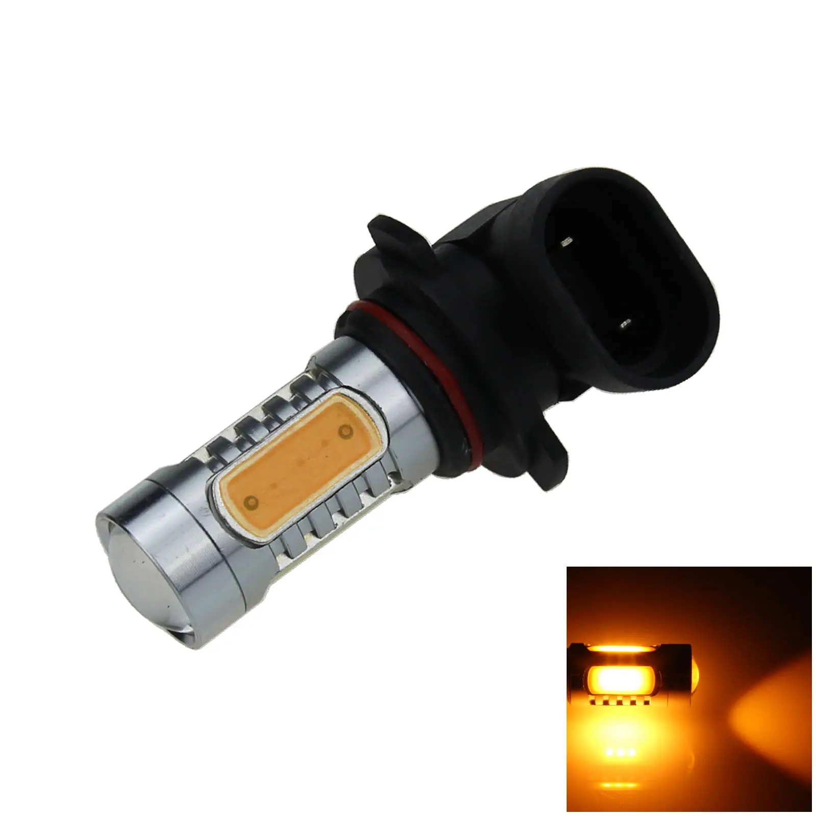 

1x Yellow RV H10 Exterior Blub Head Lamp 5 Emitters COB SMD LED 9155 H501-Y