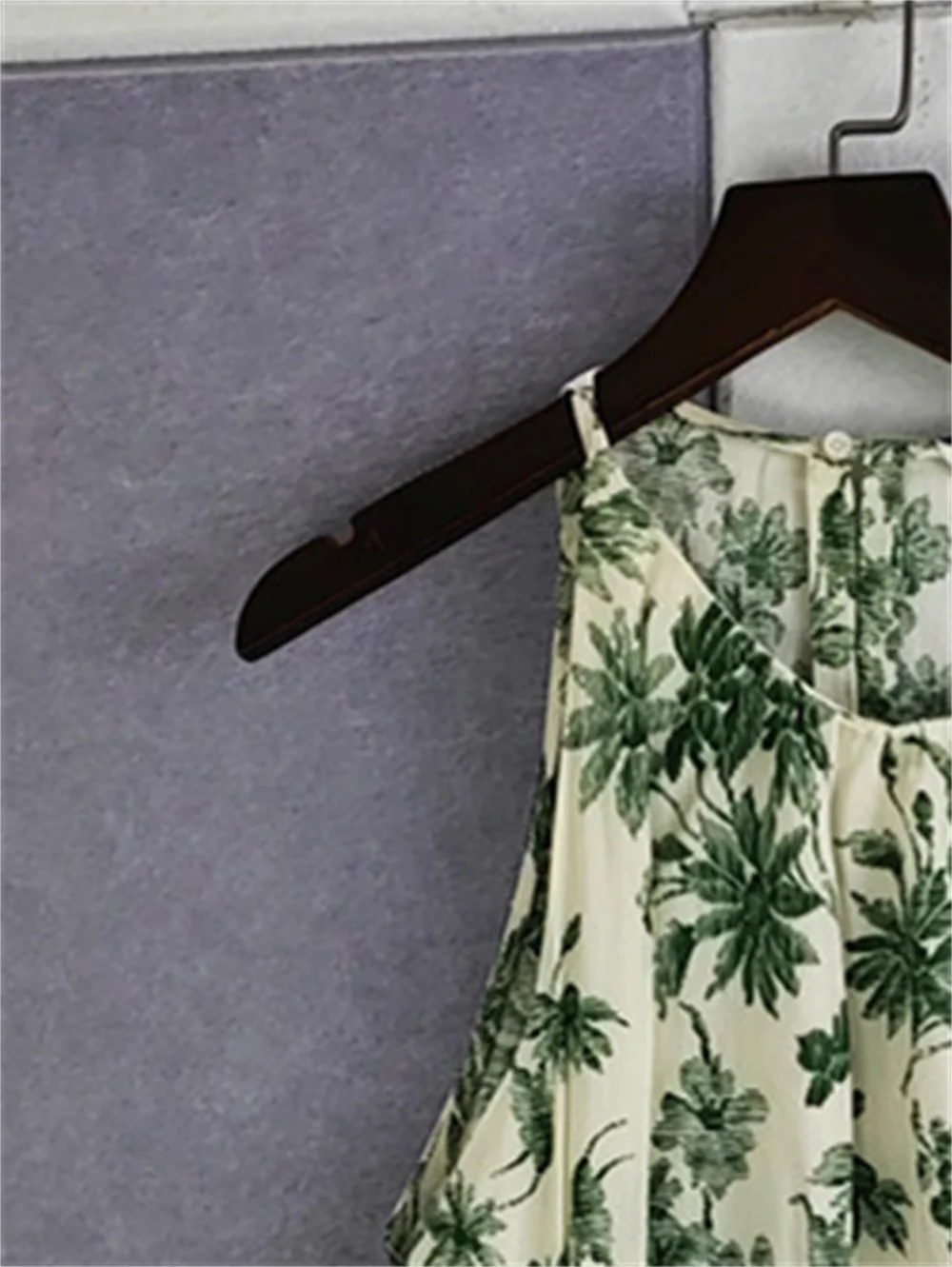 Women Coconut Tree Print Sleeveless Dress Waist Hollow out O-neck Lace-up Summer 2023 Holiday Style Female Mid-calf Robes