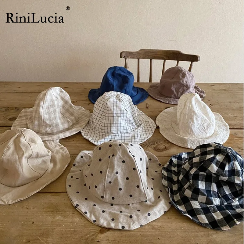 

RiniLucia Korea Style Baby Hat Summer Newborn Baby Bucket Hat Kids Sun Hats Kids Cap Children Cap Outdoor Travel Beach Cap 1PC