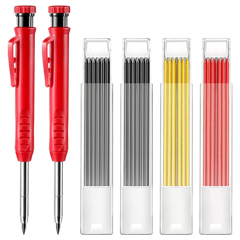 

Твердый плотничный карандаш 2 столярные карандаши 24, механический карандаш с заправкой, деревообрабатывающий маркер для архитектора
