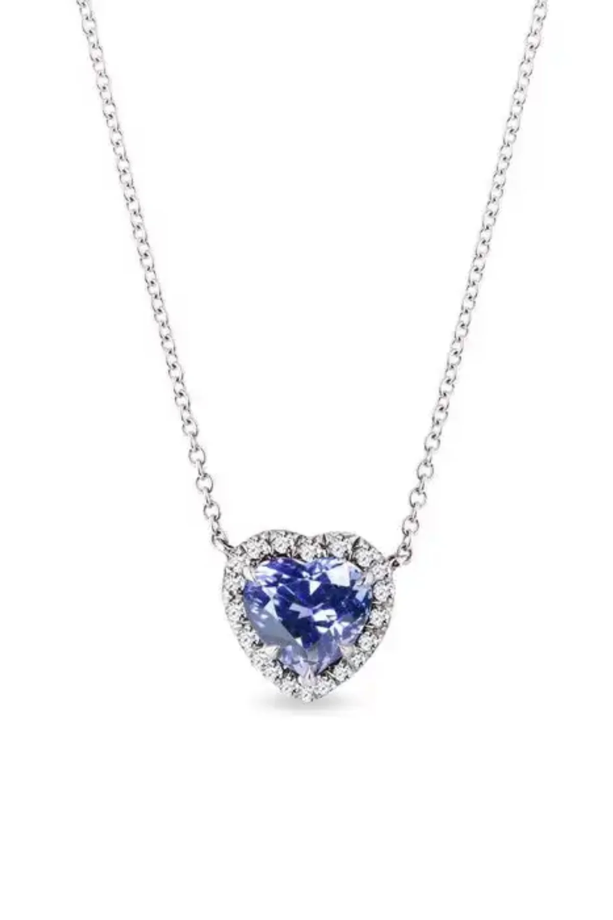 

Crystal Diamond Zirconia 1 carat heart sapphire necklace sfr035