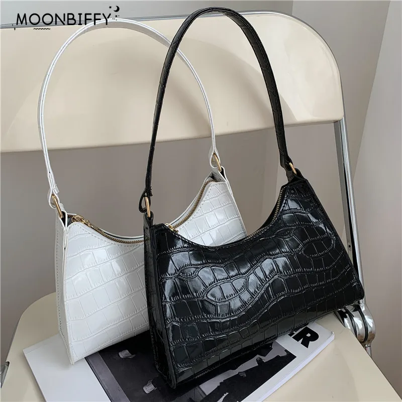 

Crocodile Pattern PU Leather Handbag Female Shoulder Bag Fashion Ladies Armpit Bag Retro Casual Women Tote Small Clutch Dropship
