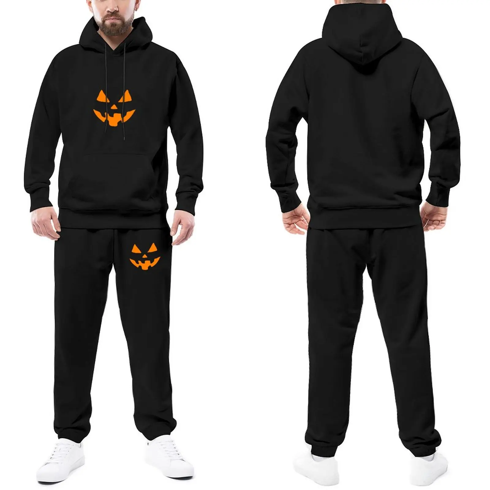 

Jack Lantern Pumpkin Trapstar Tracksuits Winter Halloween Hooded Suits Streetwear Jogger Sportswear Sports Hoody Sweatpant Set