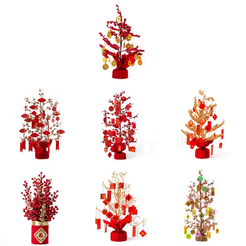 

Новогоднее украшение для деревьев удачи, креативный праздничный декор в китайском стиле 2022, украшение для деревьев, денег, бизнес-конференц...