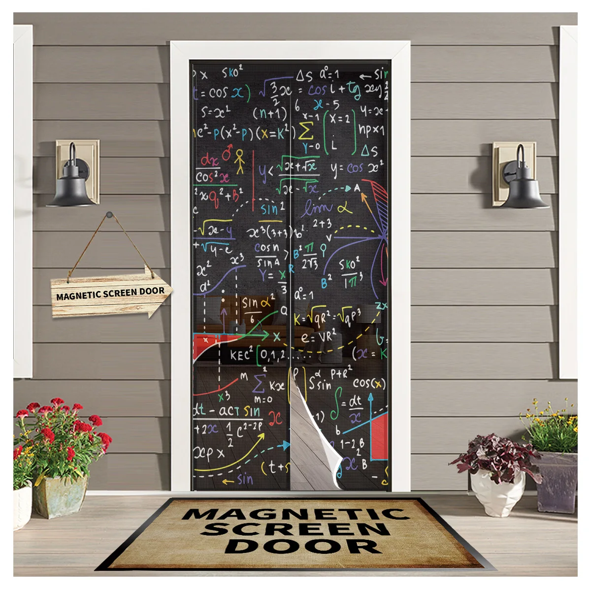 

Математическая формула, летние магнитные Дверные Шторы с противомоскитным экраном, автоматическое закрытие, кухонные шторы для дома