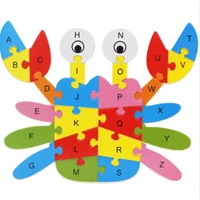 3d wooden puzzle 26 alphabet for children early preschool educational developing toy jigsaw digital animal cartoon game kids toy