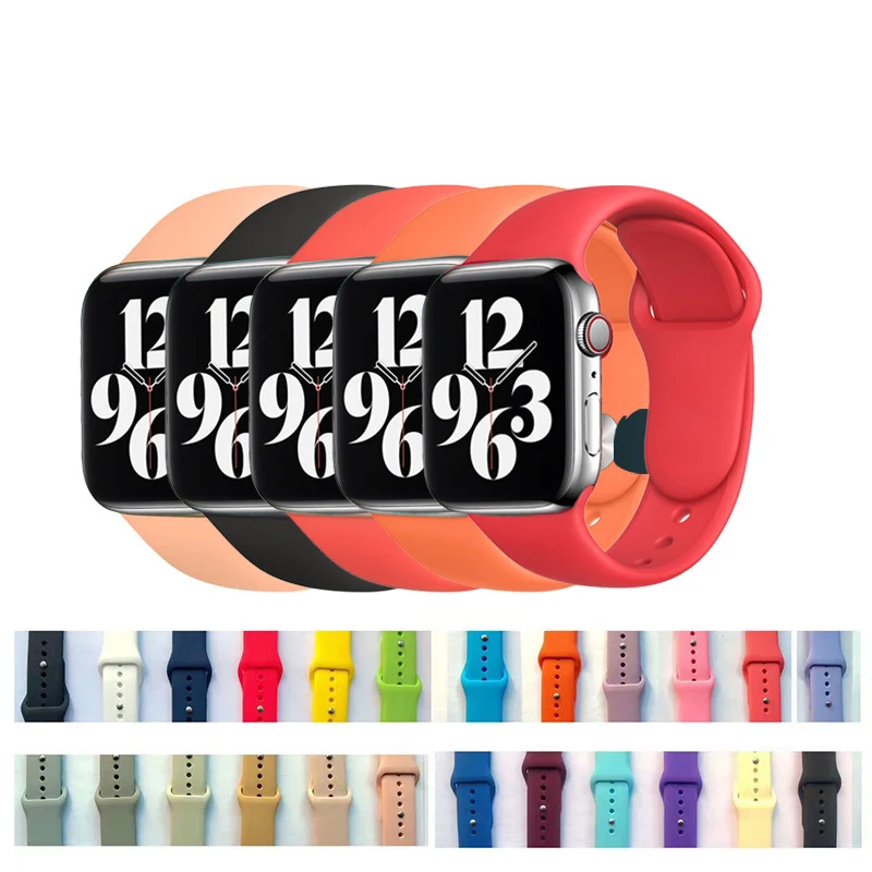 

Ремешок силиконовый для Apple Watch Band 45 мм 41 мм 44 мм 40 мм, спортивный браслет для Iwatch 42 мм 38 мм, для Apple Watch Series 7 SE6 5 3