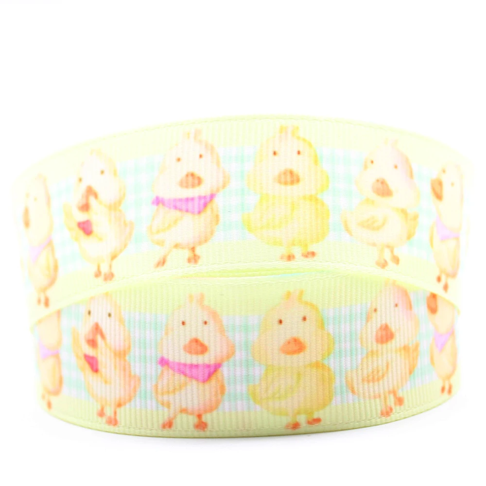 16-75 мм Милая цыпленка с принтом корсажная лента материалы ручной работы аксессуары для волос свадебный подарок оберточная лента 10/25/50 ярдов
