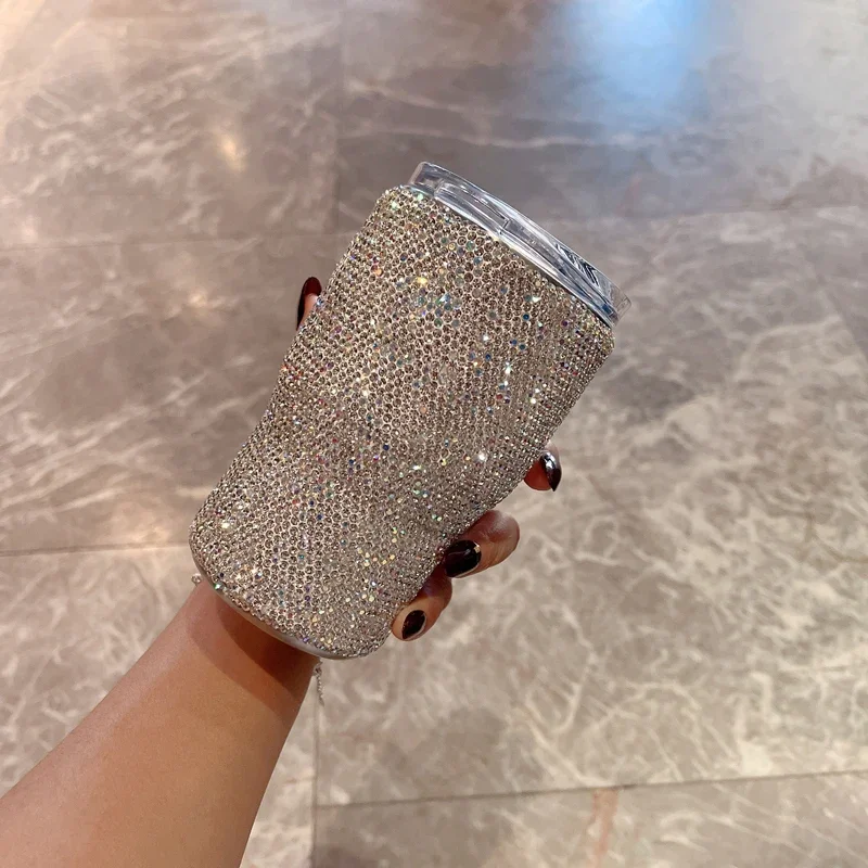 

High Beauty Diamond Inlaid Stainless Steel Insulated Cup for Men and Women Portable Large Capacity Cup Luxury Car Straight Cup S
