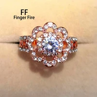 exquisite fashion gold plated openwork flower shape ring engagement party anniversary jewelry