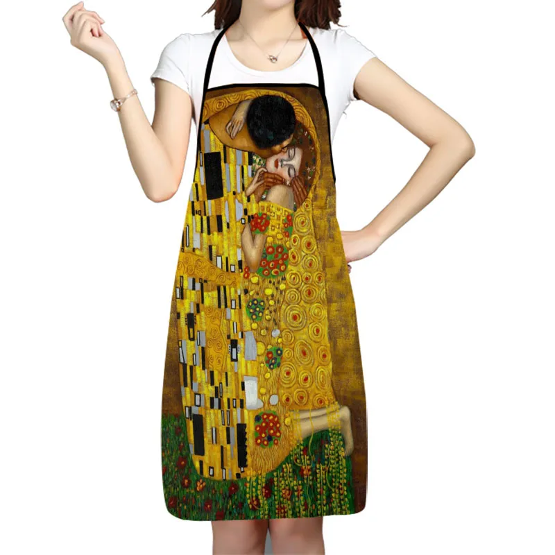 

Gustav Klimt Art Pattern Oxford Fabric Apron For Men Women Bibs Home Cooking Baking Cleaning Aprons Kitchen Accessory