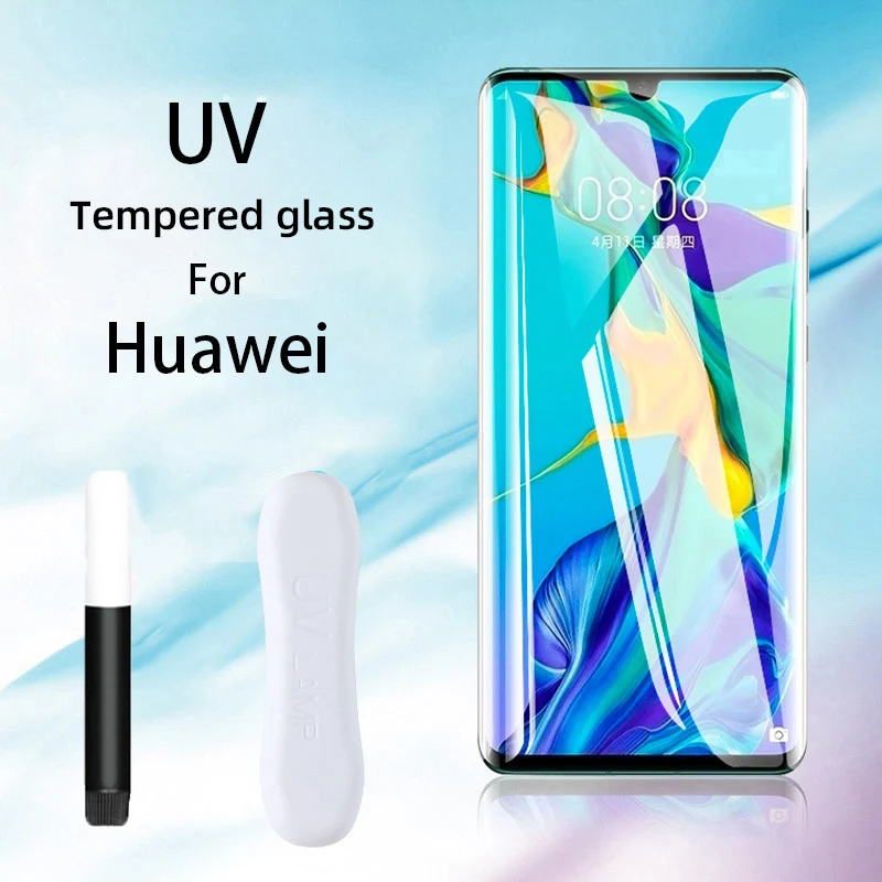 

Закаленное стекло для Huawei P30 P40 Pro Honor 30 Nova 7 Pro, протектор экрана с УФ-жидкостью, изогнутый, на весь клей для Huawei Mate 20 30 Pro