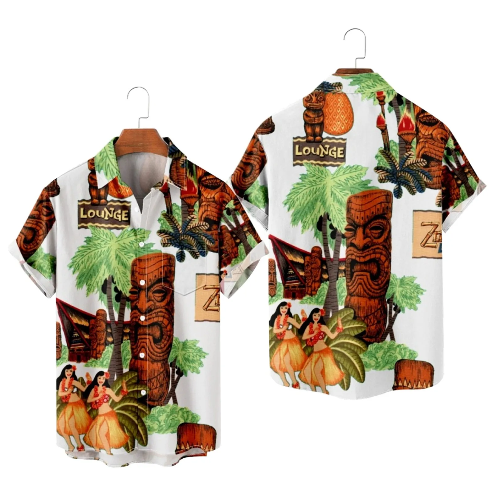 

Mens Floral Hawaiian Shirts Short Sleeve Button Down Beach Shirts Brown Shirt Men