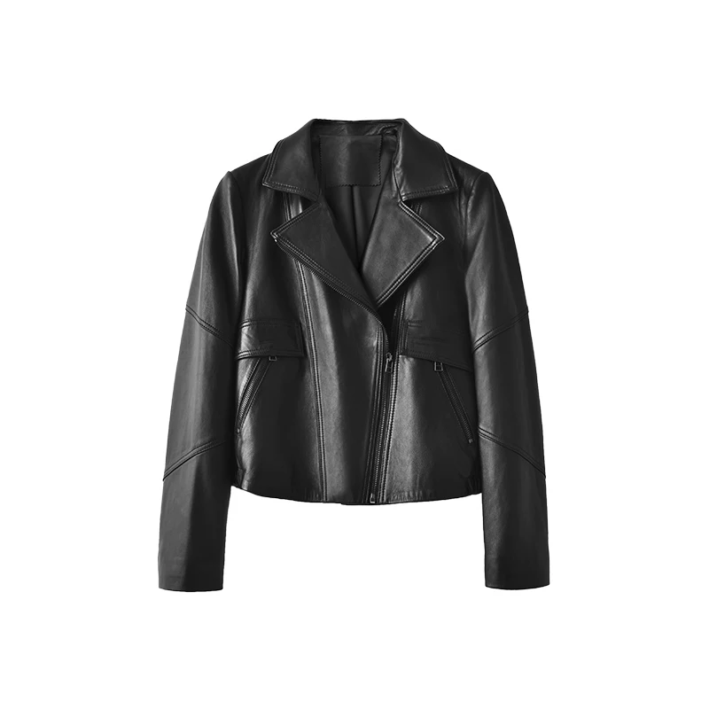 New Sheepskin  Real Leather Jacket Women  Casacos Femininos Inverno 2022  Spliced Autumn/Winter Casual Zipper Genuine Leather