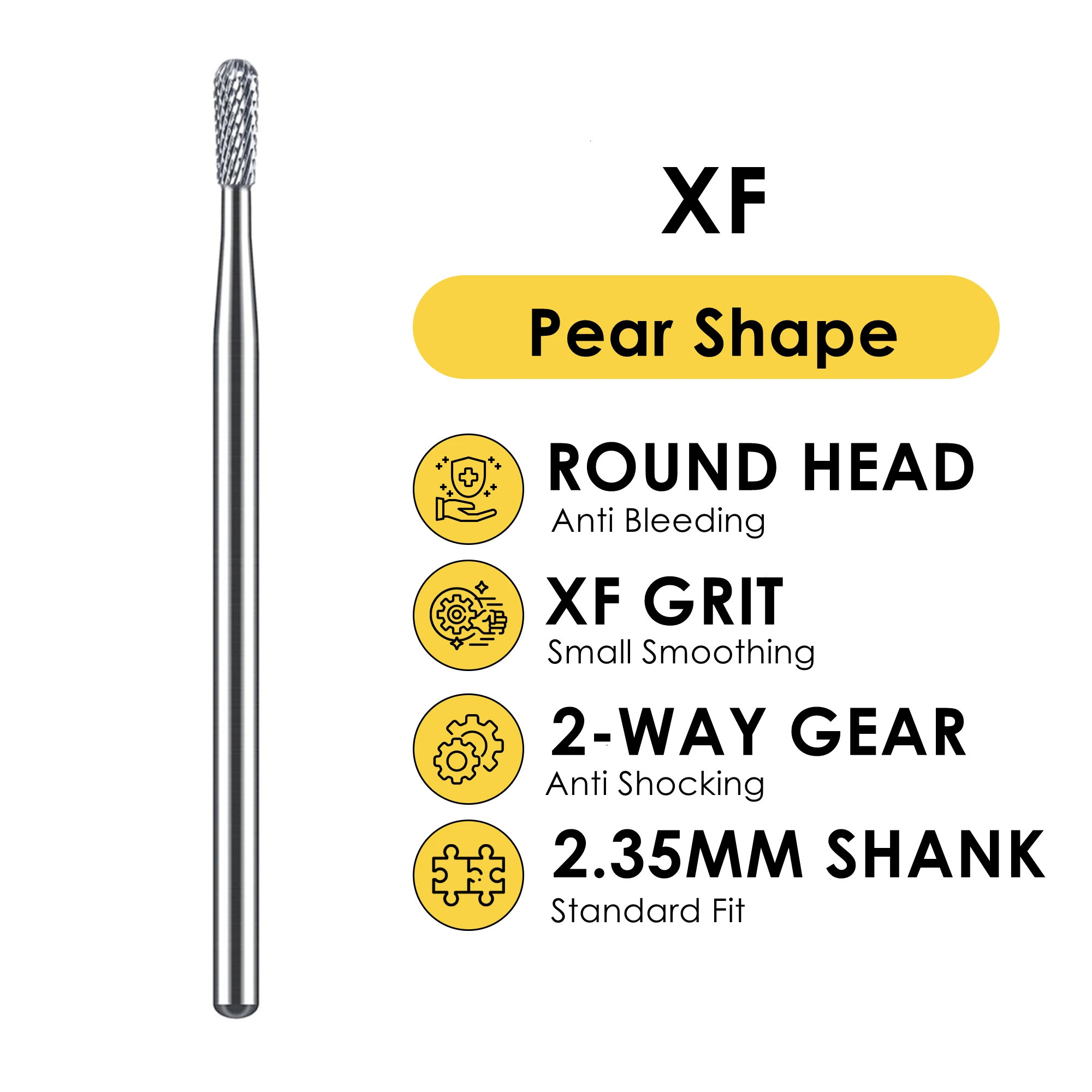

Premium Nail Bit Tungsten Nail Drill Pear Shape Milling Cutter Safety Smooth Round Top for Cuticle Remove Nail Art Accessories