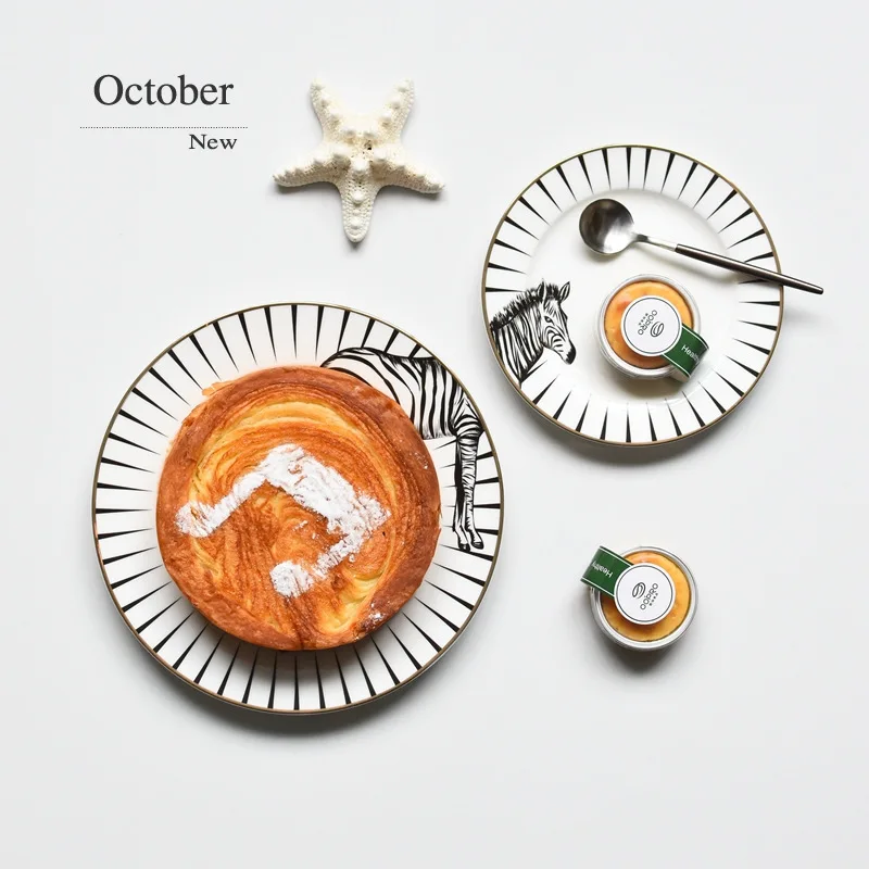 2 шт 6 и 8 дюймов животные комбинированные тарелки набор керамические лиса Лось