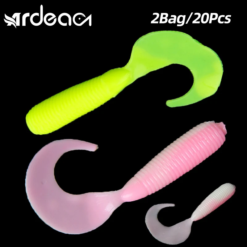 

Ardea Plastic Worm Lure 45mm 2bag/20pcs Silicone Wobblers Artificial Tail Grub Soft Lures Pike Trout Bass Fishing Lure Swimbait