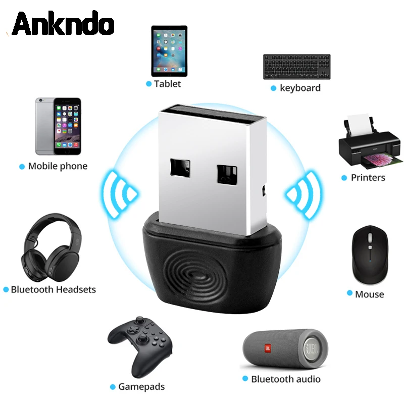 

ANKNDO Usb Bluetooth Adapter 5.0 Bluetooth Dongle Receiver Transmitter Wireless Usb BT Free Drive Adapter For PC Computer Laptop
