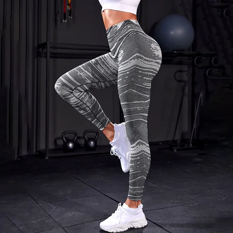 Seamless Yoga Pants Women High Waist Color Stripe Hip Lift Running Tights Stretch Workout Gym Leggings Sport Women Fitness