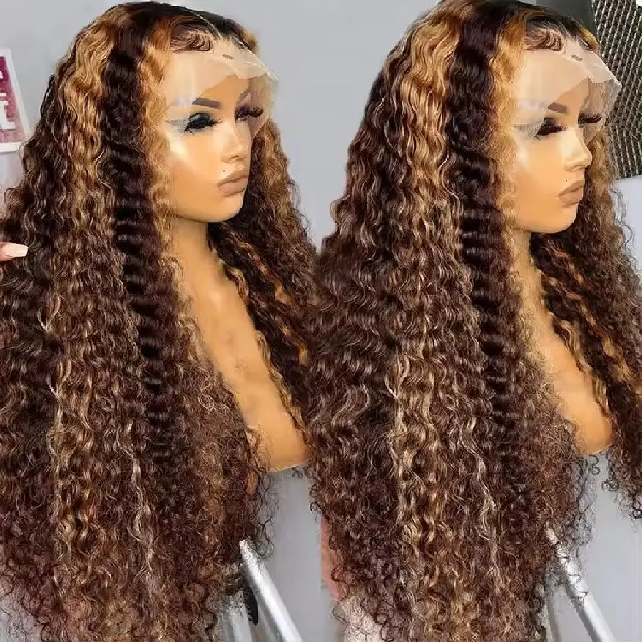 Alidiamond Water Wave Frontal Wig 13x6 Ombre Lace Front Human Hair Brazen Remy with Medium Cap Размер Прозрачный кружевн...