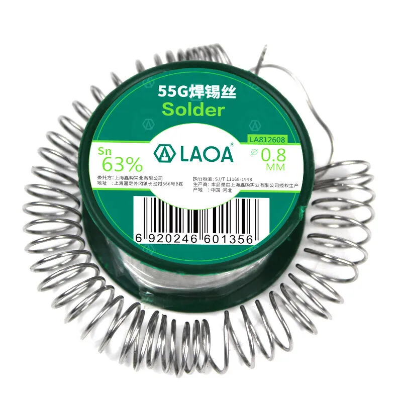 

LAOA 63% оловянная паяльная проволока с канифольным сердечником, одноразовая проволока с потоком припоя 0,8 мм 55 г