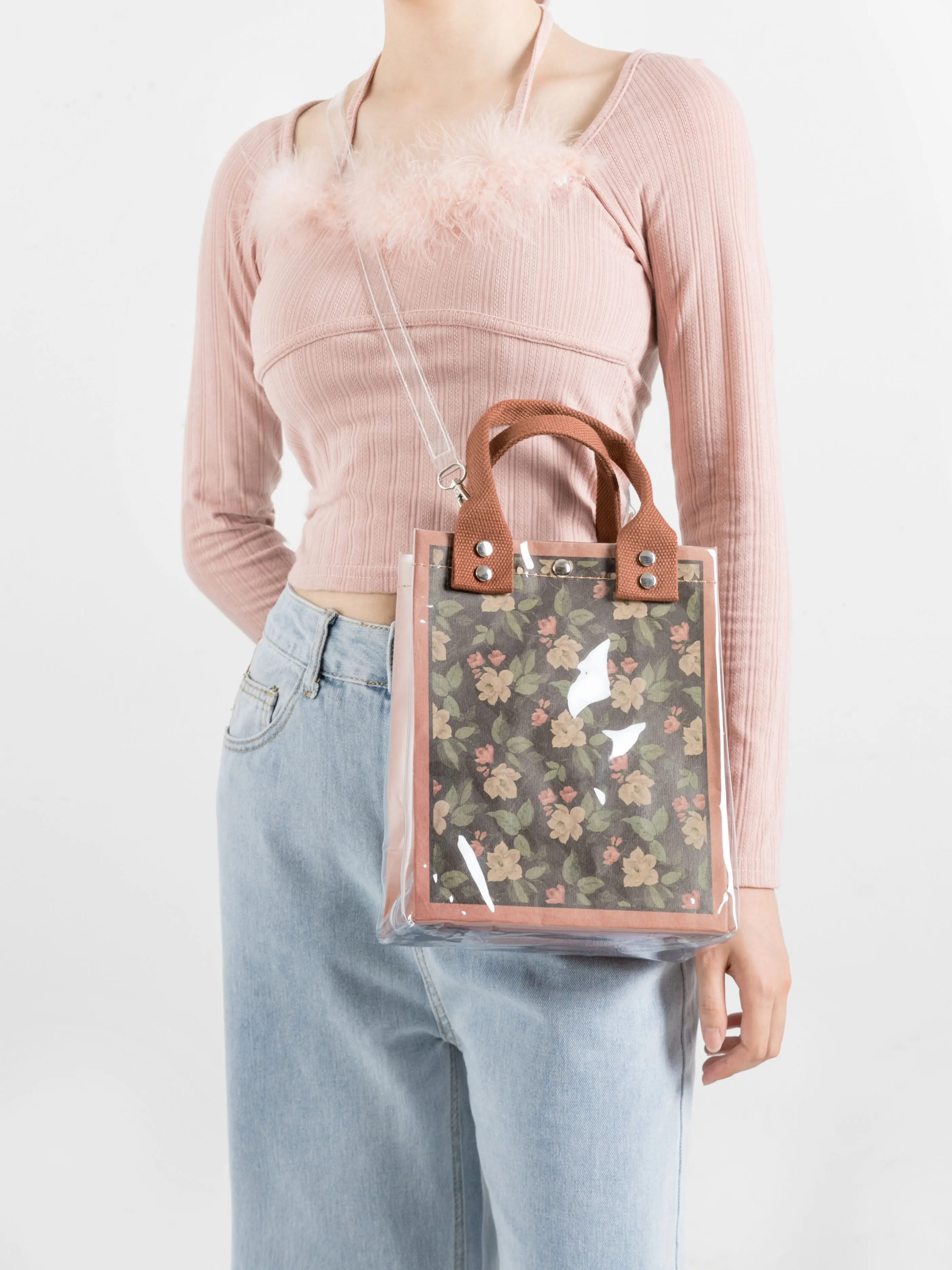 Сумка-тоут из крафт-бумаги с цветочным принтом MABULA сумка для покупок небольшой