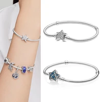 925 %d0%b1%d1%80%d0%b5%d0%bb%d0%be%d0%ba silver pan bracelet twinkle star with crystal button chain pan bracelet fit european charm bracelets women jewelry