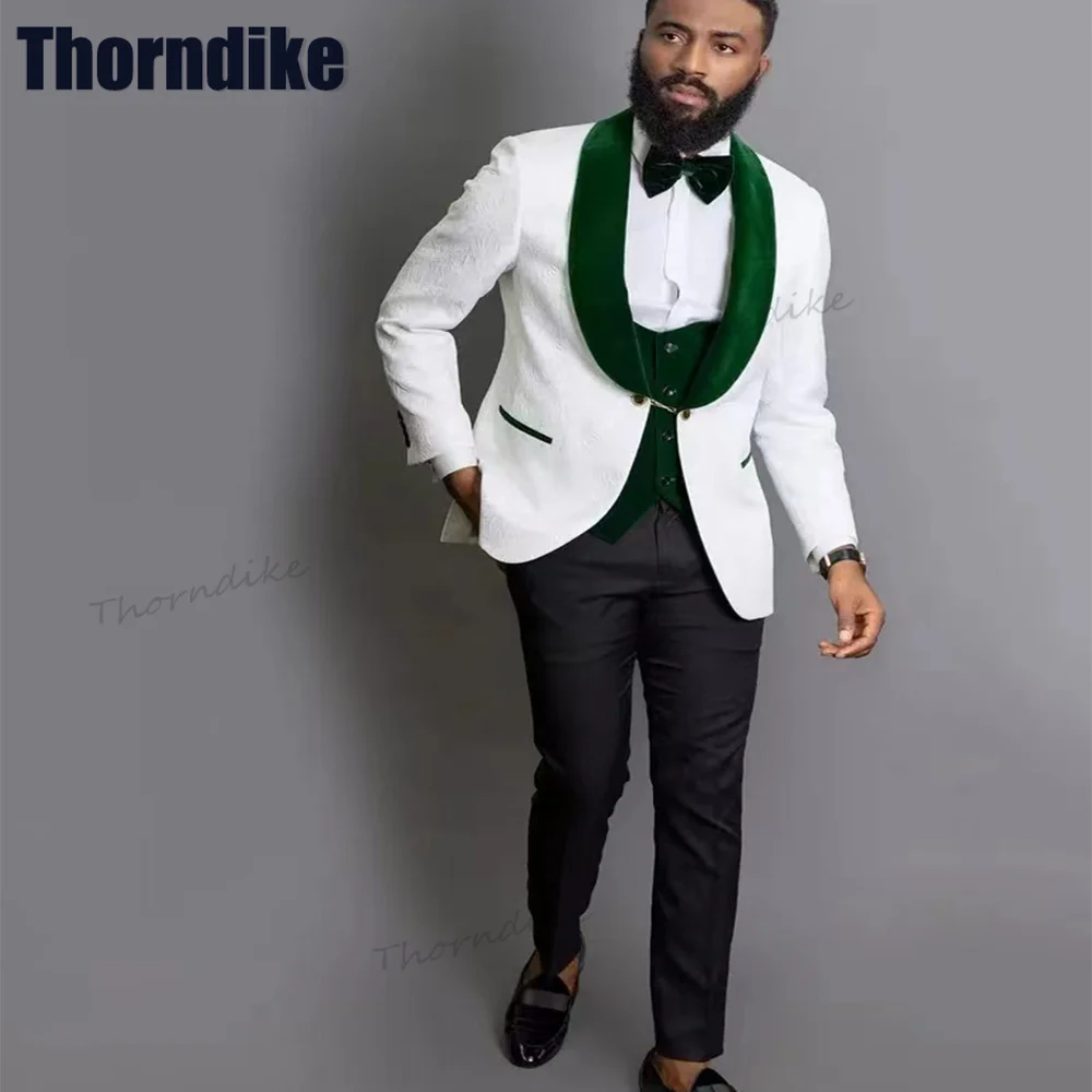 

Мужской бархатный костюм для свадебного смокинга Thorndike, костюм для выпускного вечера, зеленый костюм для жениха, 3 предмета, Мужские костюмы (пиджак + брюки + жилет), 2022