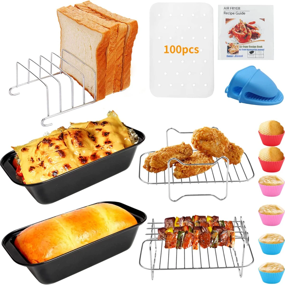 

Air Fryer Dish, Liners, Skewer Racks, Cake Cup, Dual Basket, Air Fryer Accessories, Insulation Gloves, Bakeware Set, Baking Tool