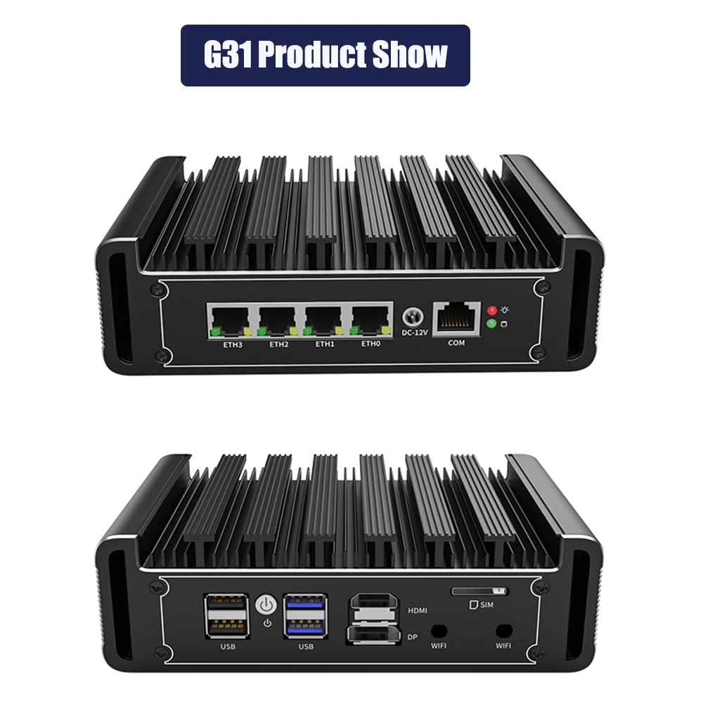 G31 Good Cooling Pfsense Router Mini PC Firewall Quard Core Intel  N5105 2.9GHZ Support 2*DDR4 M.2 NVME SSD 4*2500M PK AMD