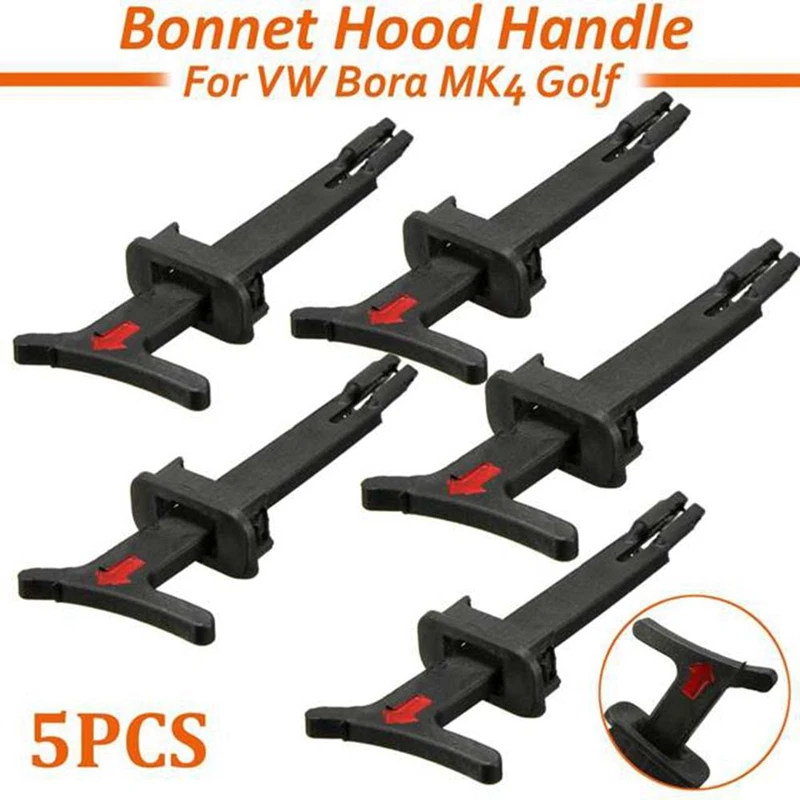 

5PCS New Bonnet Hood Release Handle Rod Pull Catch Clip For-Bora MK4 Golf 1998 1999 2000 2001-2006 1J0823593C