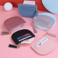 new fashion women mini card holder wallet bank id credit card holder zipper wallet protects case tassel coin purse