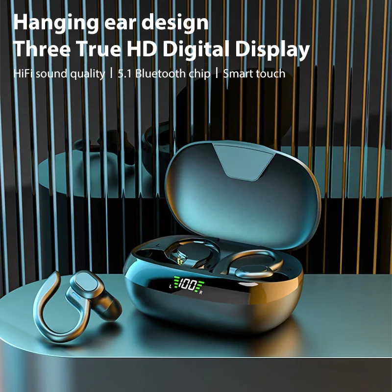 

TWS Bluetooth 5.2 Earphones True Wireless Headphones Air hang ear earbuds Noise Reduction Earhooks Waterproof Sports Headset